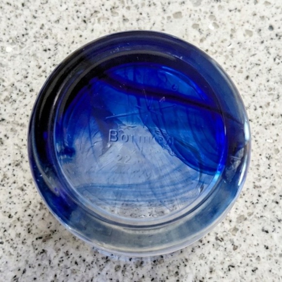 Bormioli Rocco 12 oz Italy Murano Cobalt Blue Swirl Textured Glasses Set of 4 - Picture 7 of 8